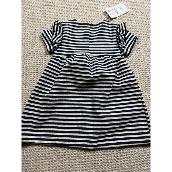 Zara Baby Dress‎ Girls Size 3-4 Navy Stripes A-Line Casual Stretch Short Sleeve - Picture 4 of 5
